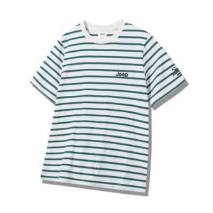 [지프]남여공용) 포레스트 베어 로고 스트라이프 단가라 반팔 티셔츠 JQ2TSU111