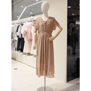 SOUP 숲 V넥 리본 스모킹 셔링 롱 원피스 (SB5OP80)