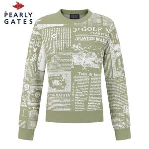 [파리게이츠] 파리게이츠 여성 스마일 뉴스페이퍼 자카드 긴팔 니트 521E3SR205_GN