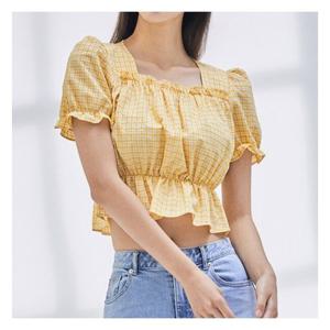 [미쏘]스퀘어넥 퍼프소매 크롭 블라우스 (MIWBWC71QG-T)