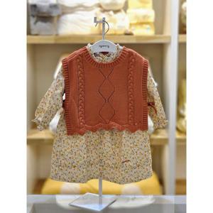 아가방 세이브존02 오렌지 니트 조끼 원피스세트 02s7734051