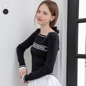 [게스(진)]여성 스퀘어넥 레터링 자가드 풀오버 OP4S5797