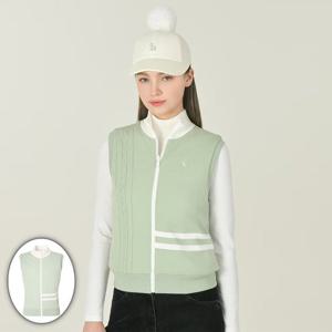 [헤지스골프] 여성 리버시블 방풍 집업 니트 베스트 그린(HWSW5D715L2)