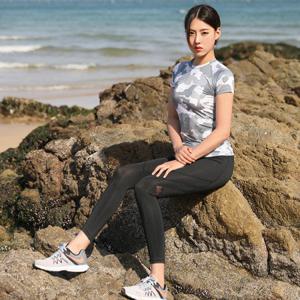 여성 카모플라쥬 요가 필라테스 반팔 레깅스 운동복세트 JBST036