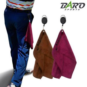 [바로스포츠] 골프공수건 릴와이어 극세사 골프타올 클럽헤드세