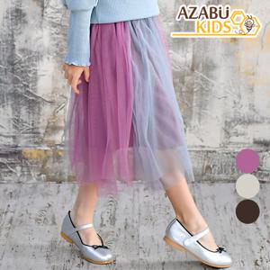 [아자브키즈] 배색 쉬폰 스커트 캉캉 주니어 롱 스커트