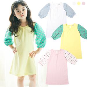리틀버니 유아동 퍼프 소매 원피스 OPS2309