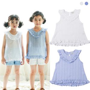 리틀버니 유아동 프릴 브이브이 나시 블라우스 티셔츠 TOP2307