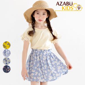 [아자브키즈] 루니 꽃 스커트 아동 여아 주니어 미니 치마