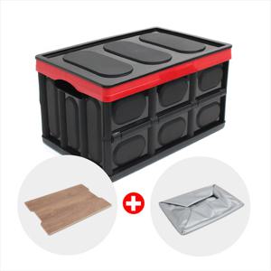 싸파 다용도 폴딩박스 53cm 블랙+우드상판+방수팩 3종