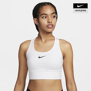 [나이키] 스우시 미디엄 서포트 여성 패드 롱라인 스포츠 브라 FN2729-100