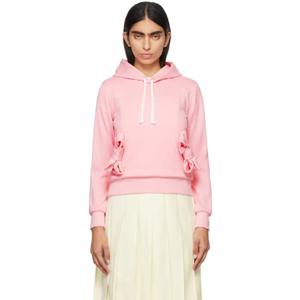 25 FW 꼼데가르송 여성 핑크 저지 리본 후드티 242670F097001