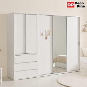 데코파인 리즈 슬라이딩장롱 W세트 거울옷장 서랍장롱 안방 작은