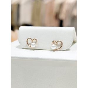 미니골드 14k 모던 하트펄 귀걸이 ETRM4063