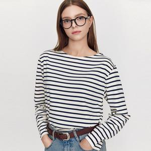 [지오다노] 여자 보트넥 스트라이프 단가라 긴팔 티셔츠 325904
