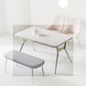 우아미가구 제엘 18T 양면 세라믹 4인 실버 프레임 식탁(의자 미포함)