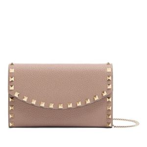 발렌티노 블러시 베이지 락스터드 체인 장지갑 WP0AR6 VSHP45