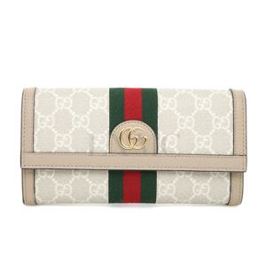 구찌 오피디아 장지갑 베이지 삼선 플랩지갑 523153