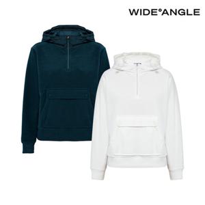 [와이드앵글] WWW25232 여성 TO 우븐 후드 반집업 티셔츠