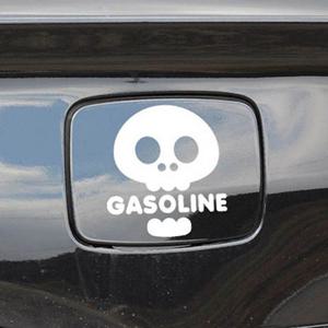 자동차 주유구스티커 해골 가솔린 화이트