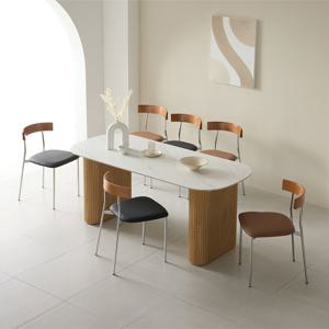 오르다 라운드 고급우레탄도장 템바보드 1600세라믹식탁+의자6개세트 6인용