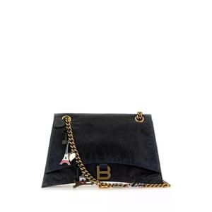 25FW Balenciaga 블랙 레더 미디움 Crush Chain 숄더 백 7856022AA6W1000