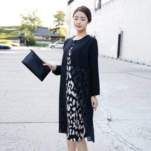 [모슬린]엄마옷 호피쉬폰날개원피스 YKF515357 중년여성/50대/60