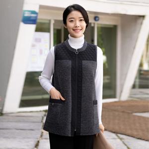 [모슬린]엄마옷 골지 누비 배색 조끼 515FGH124 마담/중년여성/