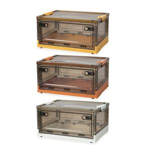 다용도 정리 수납 투명 상자 적층 오픈형 폴딩 박스