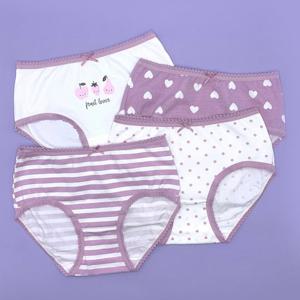 [푸딩언더웨어]푸딩언더웨어 여아 퍼플 아동 무형광 순면 삼각팬티 4매입