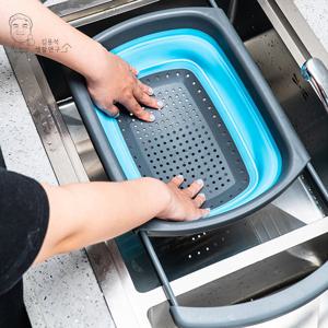 [2개입] 투톤 폴딩 물빠짐 손잡이 바구니 식기건조대 바스켓