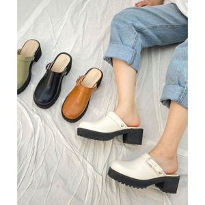 라운드 볼드 버클 스트랩 통굽 뮬 블로퍼 RJ-aos1010