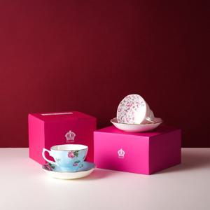 [로얄알버트]뉴황실장미 커피잔 2인조 컨페티 블루