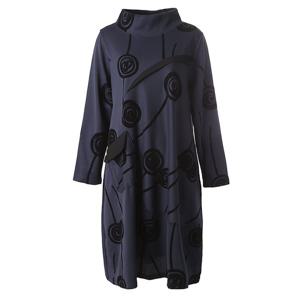 [몬테밀라노]력셔리 나염 하이넥 루즈 롱 원피스 MK012O3875