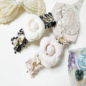 핸드메이드 유니크 고급 모직 까멜리아 머리핀c