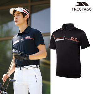 [트레스패스][DLX] 남성 골프 메쉬디테일 카라 반팔티셔츠 블랙