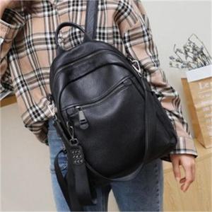 [슈슈] 소가죽 라운드 여성백팩 앞포켓 데일리가방