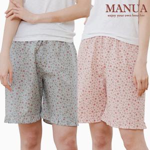 마누아 여성 플라워 잠옷바지 5부 파자마 JXWNY334