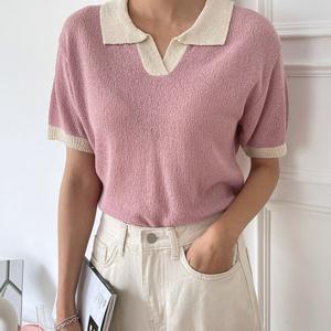 에블린 카라 배색 니트 [tnt0150]