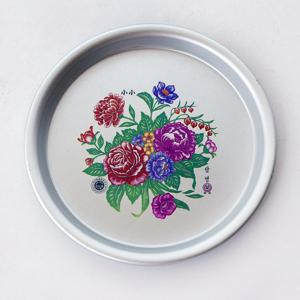 원형 양은쟁반 꽃 소 27cm 혼밥트레이 옛날 꽃쟁반