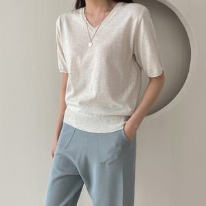 [어반프랑] 메르 린넨 브이넥 반팔 니트 티