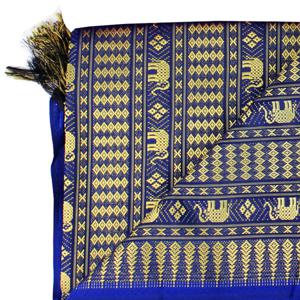 매트리스커버 코끼리 자수 파랑계열 실크 매트장식 105X198cm