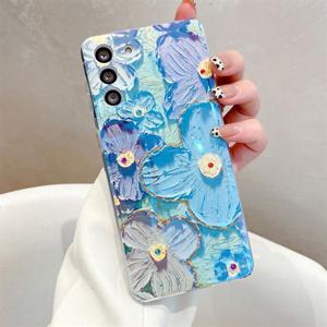 갤럭시S21 플러스 울트라 럭셔리 유화 플라워큐빅 실리콘 케이스