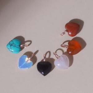 wbL 14k 러브캐쳐 천연석 하트 펜던트