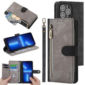 아이폰13 프로 맥스 레트로가죽 스트랩 지퍼지갑 다이어리케이스