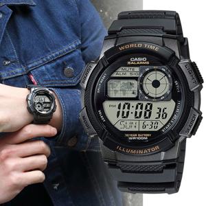 카시오 10년배터리 AE-1000W-1A 월드타임 방수 전자 군인시계