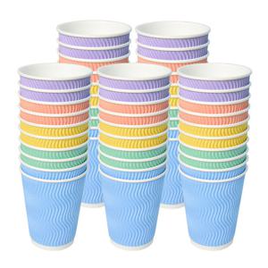 3중 단열 종이컵 웨이브 파스텔 5종 혼합 13온스 50개