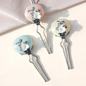 [박씨상방] 한복 헤어장신구 애교장식 뒤꽂이-원형꽃