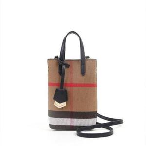 [니치브릿지] 천연 소가죽  체크 핸드폰 가방