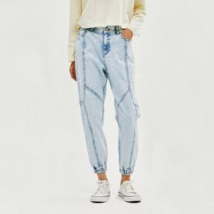 [잠뱅이] 여성) 반밴딩 조거핏 데님 팬츠_AM1DTP175-LB